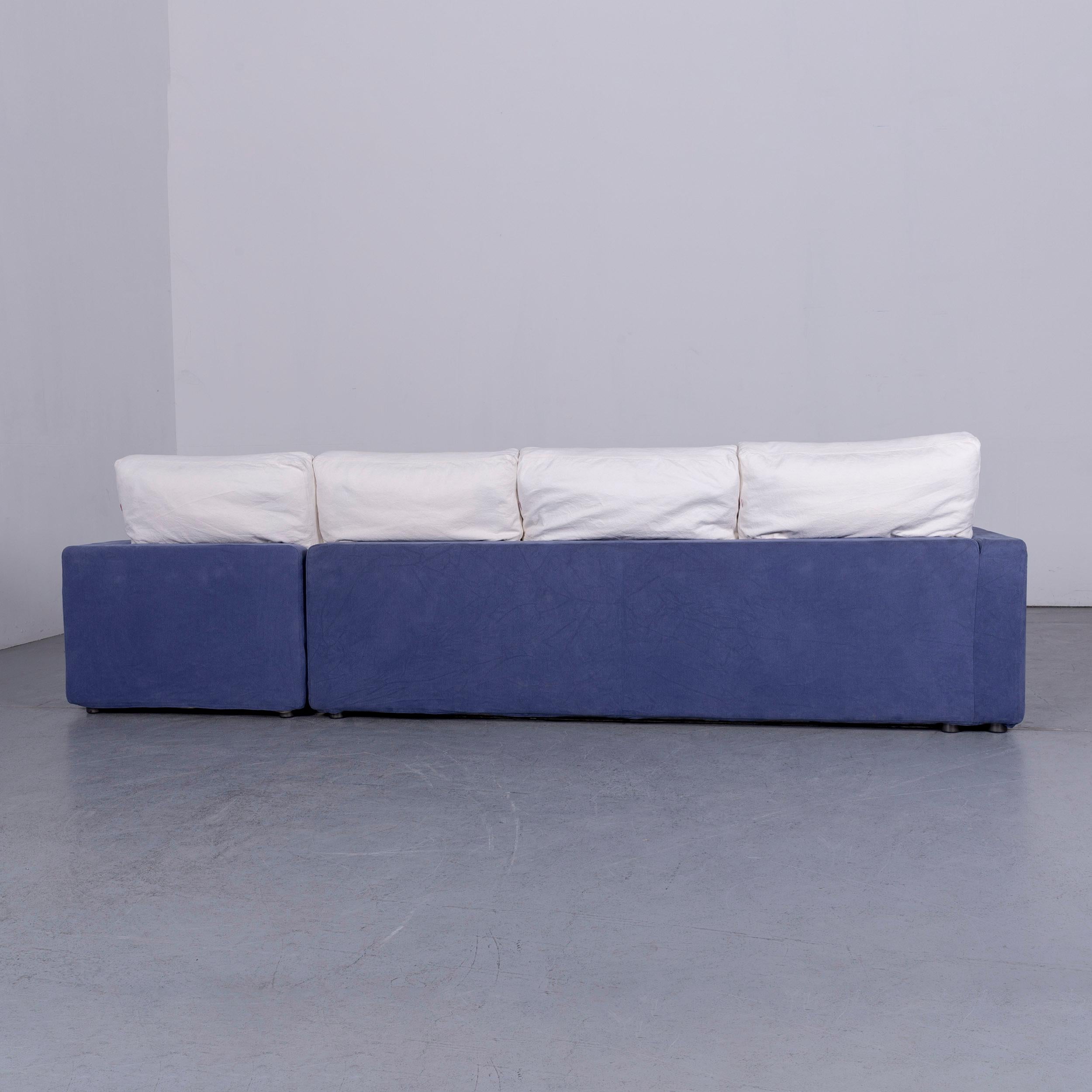Dema Designer Fabric Sofa White Blue Corner Sofa Couch For Sale 4