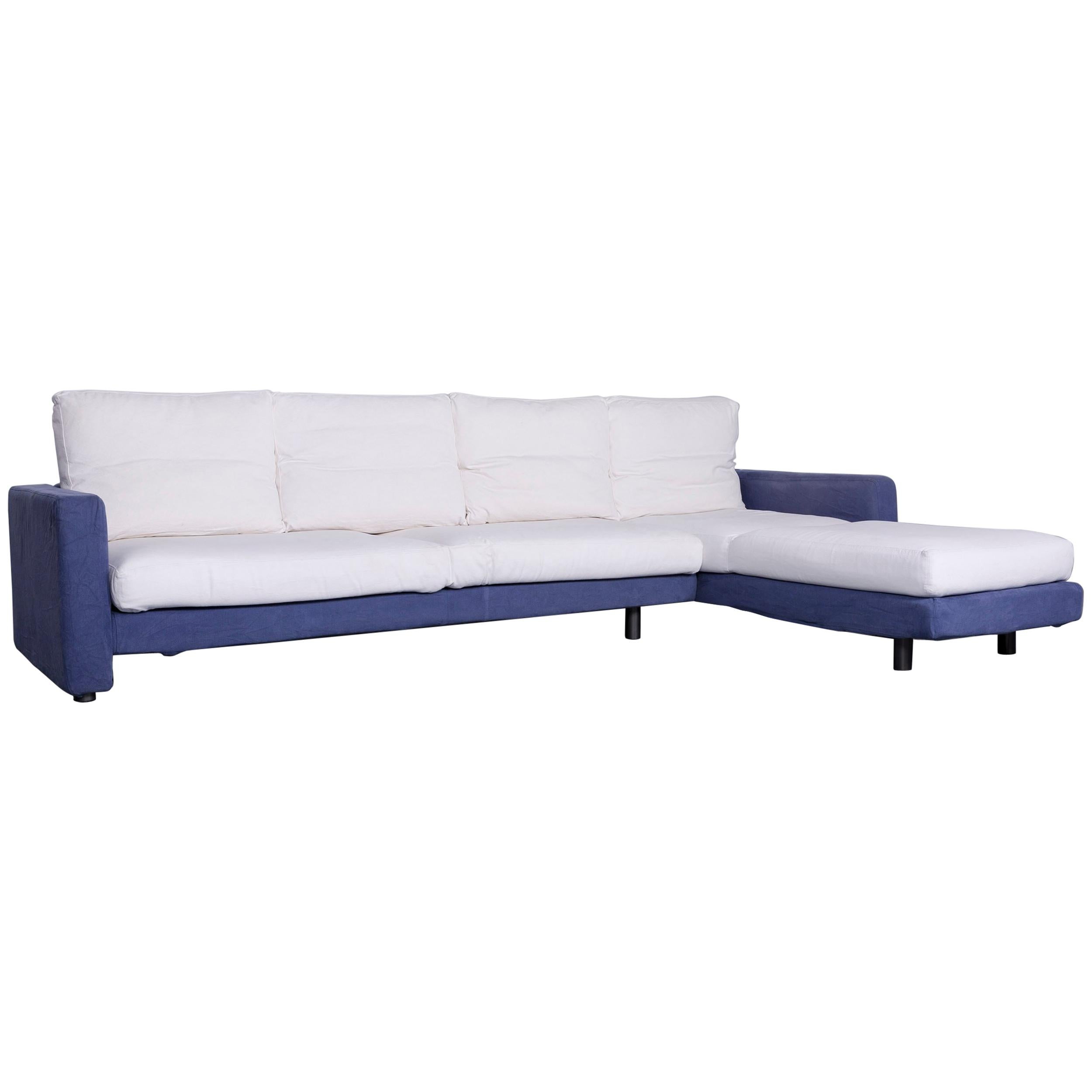 Dema Designer Fabric Sofa White Blue Corner Sofa Couch For Sale