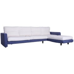 Dema Designer Fabric Sofa White Blue Corner Sofa Couch