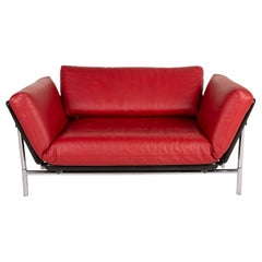 Dema Rataplan Leather Sofa Red Two-Seater Black Armchair Couch