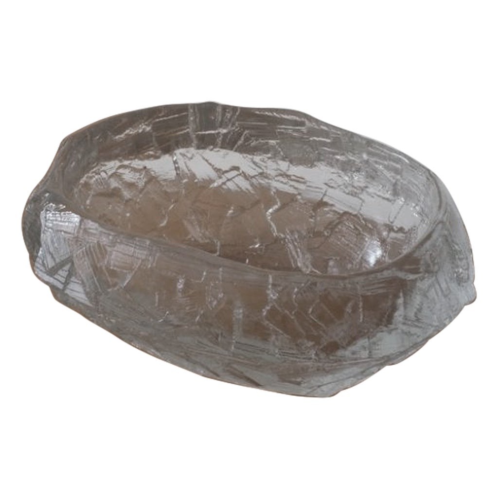 Demant Brutalist Glass Dish by Göte Augustsson, Ruda Sweden 1960s For Sale