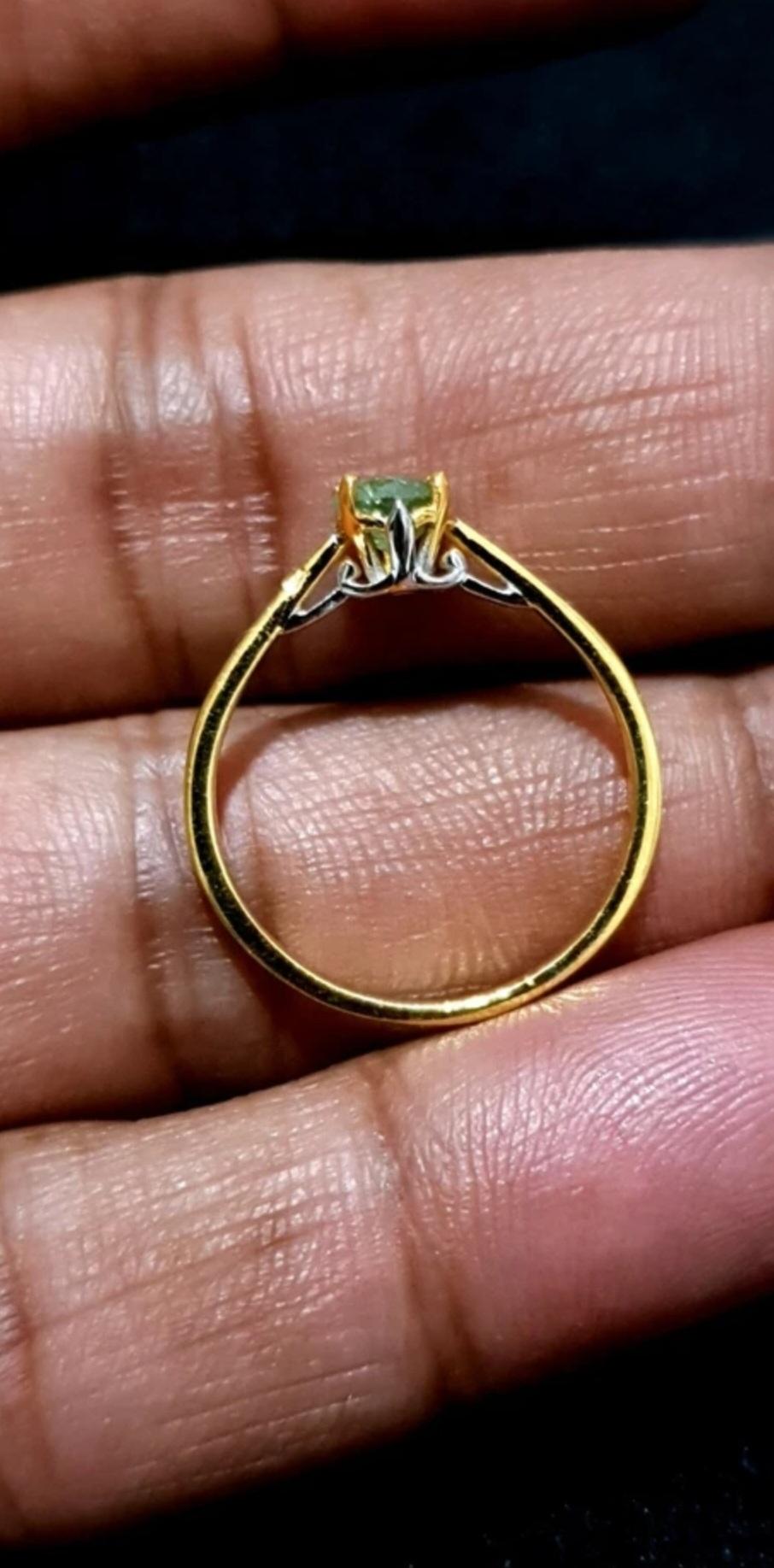 Round Cut Demantoid Garnet Ring 925 Sterling Silver Anniversary Ring For Women Silver Ring For Sale