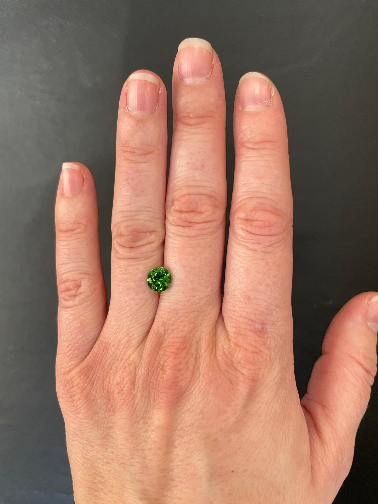 Demantoid Granat Ring Edelstein 1,66 Karat Unerhitzt Rund Ural Russland Lose Edelstein (Zeitgenössisch)