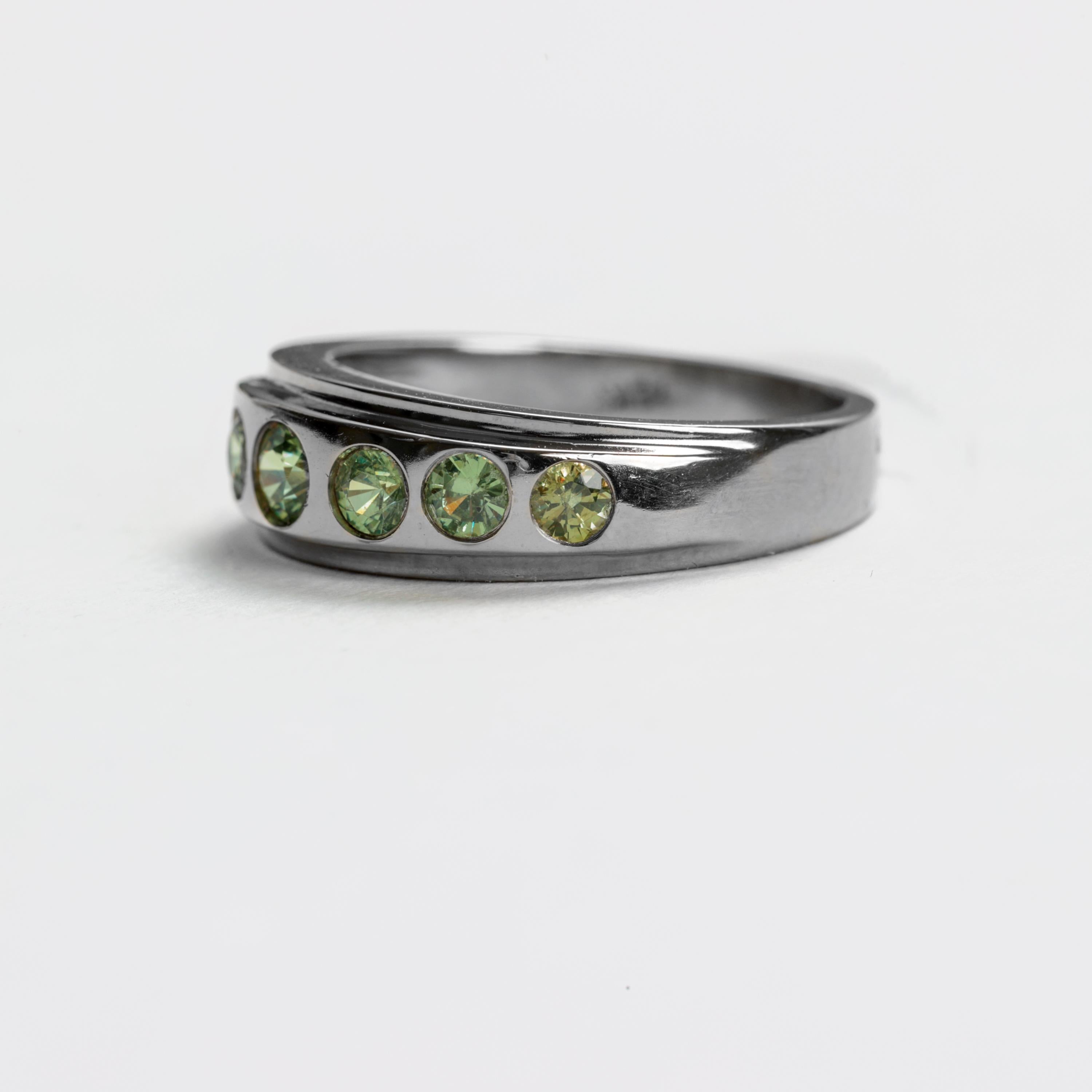 Demantoid-Granat-Ring, schlankes 18K Weißgold, 1,30 Karat, Größe 7 ¾ (Rundschliff) im Angebot