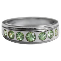 Anillo Granate Demantoide, Elegante Oro Blanco de 18 K, 1,30 Quilates, Talla 7 ¾