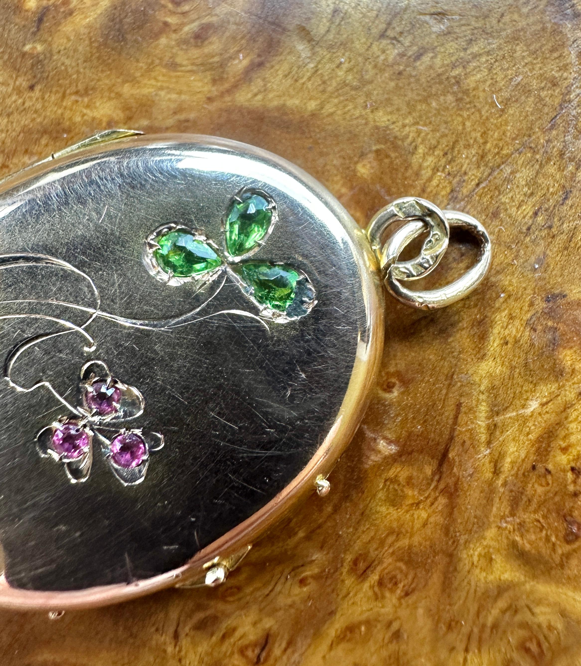 Collana con ciondolo a forma di fiore di granato demantoide e rubino Arte Antiques in vendita 7