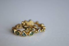 Demantoid Garnet Zircon 22 Karat-21 Karat Solid Gold Bezel Bridal Fashion Ring