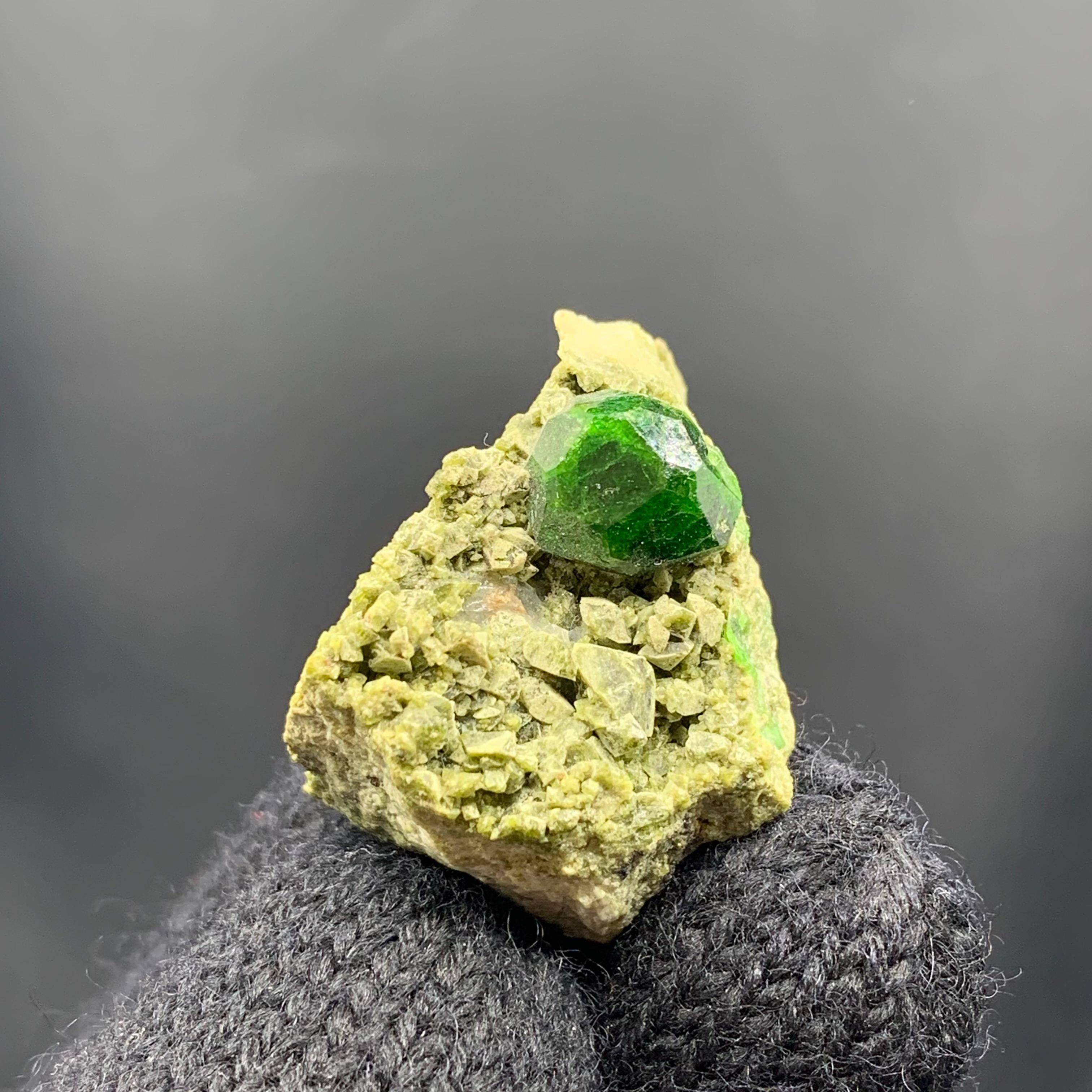 Contemporary Demantoid Green Garnet Crystal On Matrix From Iran For Sale