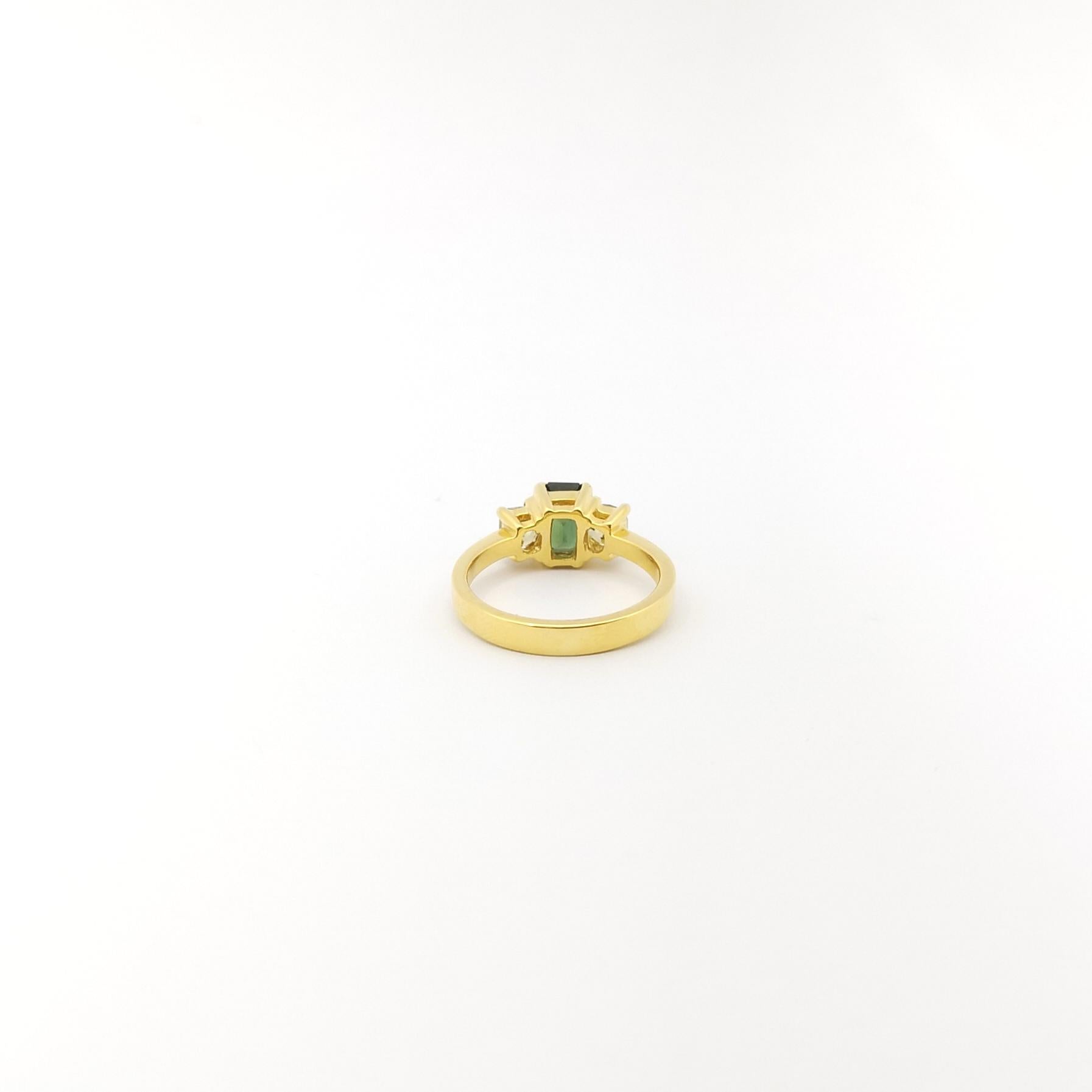 Demantoid with Yellow Diamond Ring set in 18K Gold Settings For Sale 2
