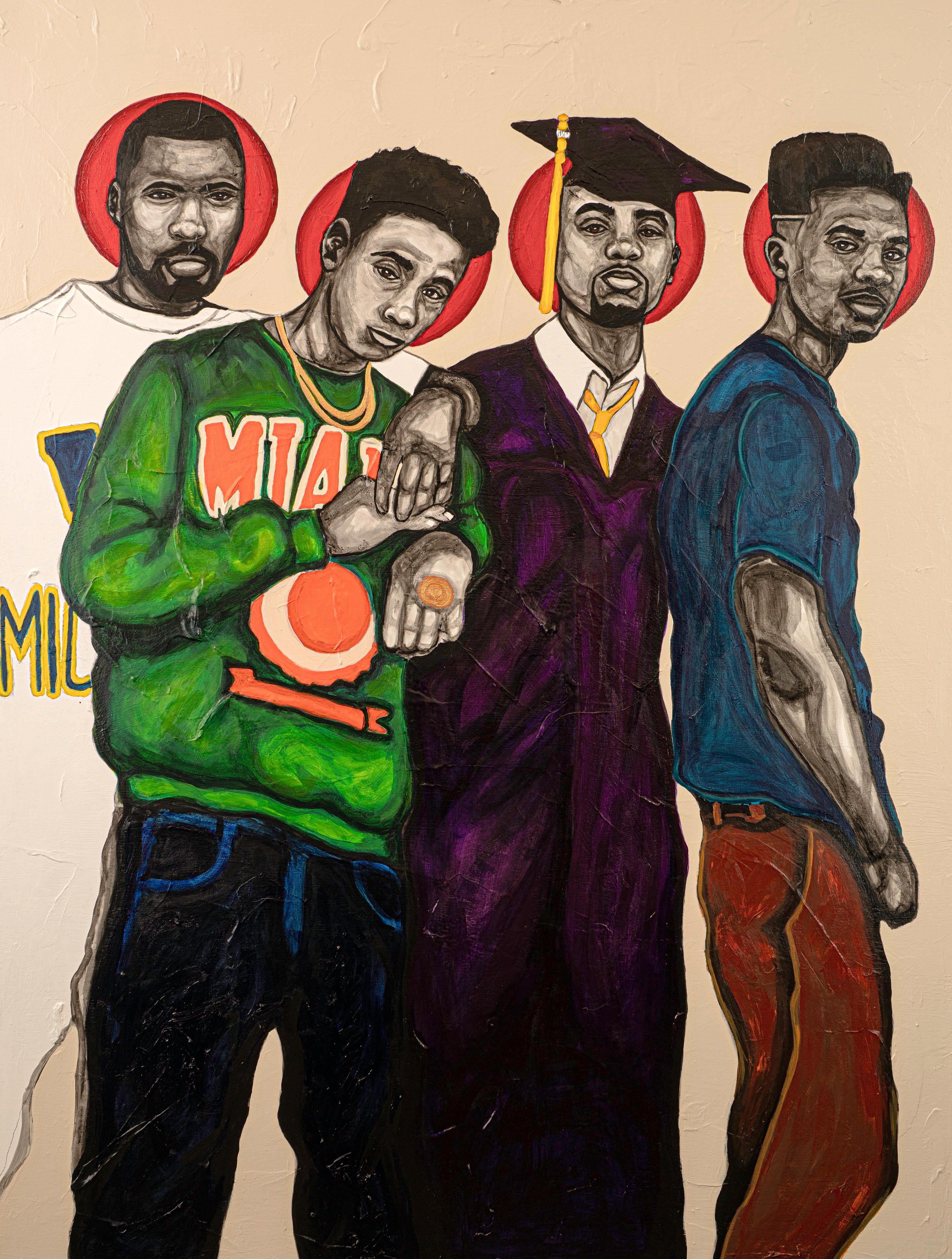 Demarcus McGaughey Portrait Painting - Four Red Birds