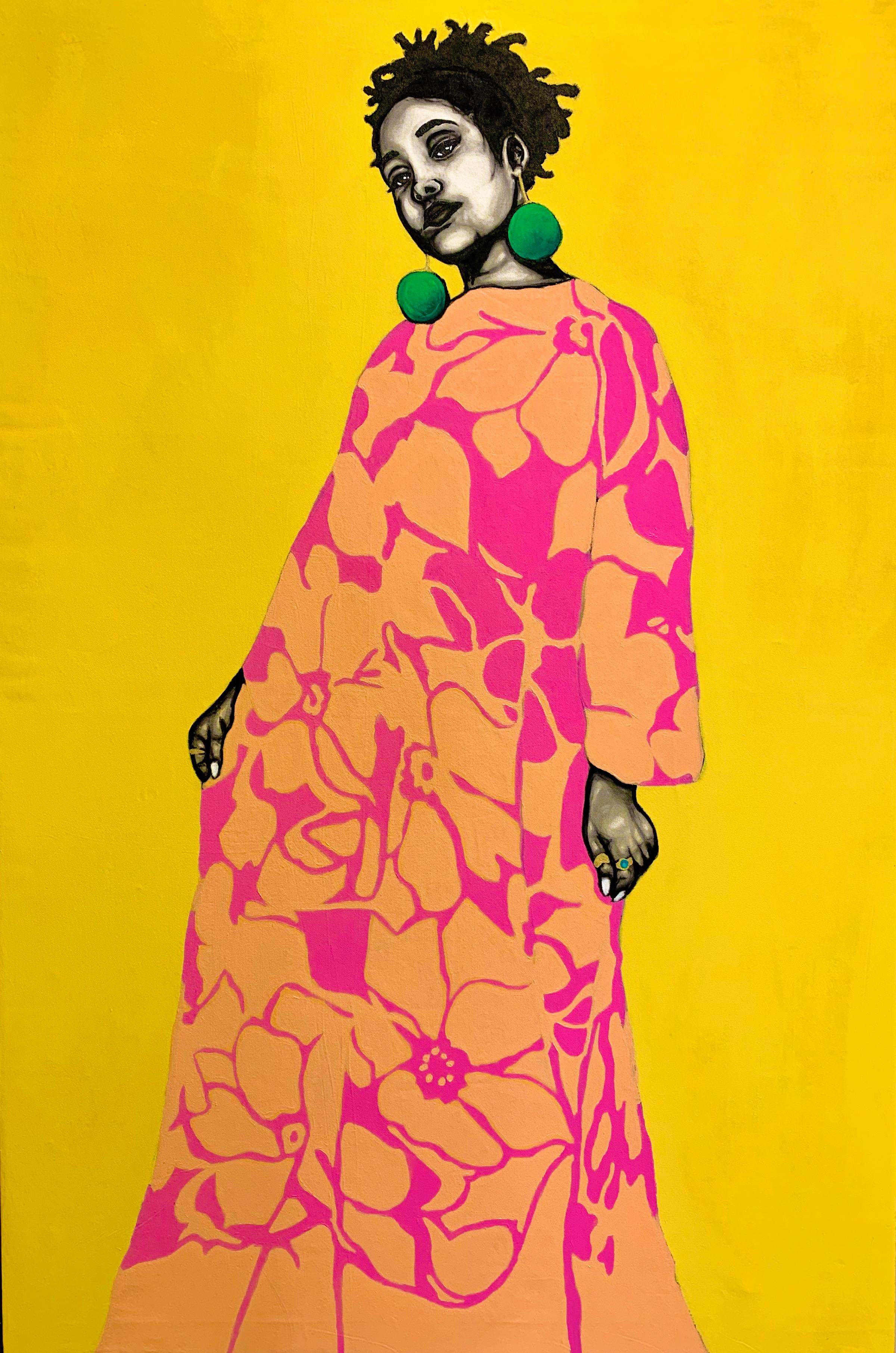 Demarcus McGaughey Portrait Painting - Talking to the Moon