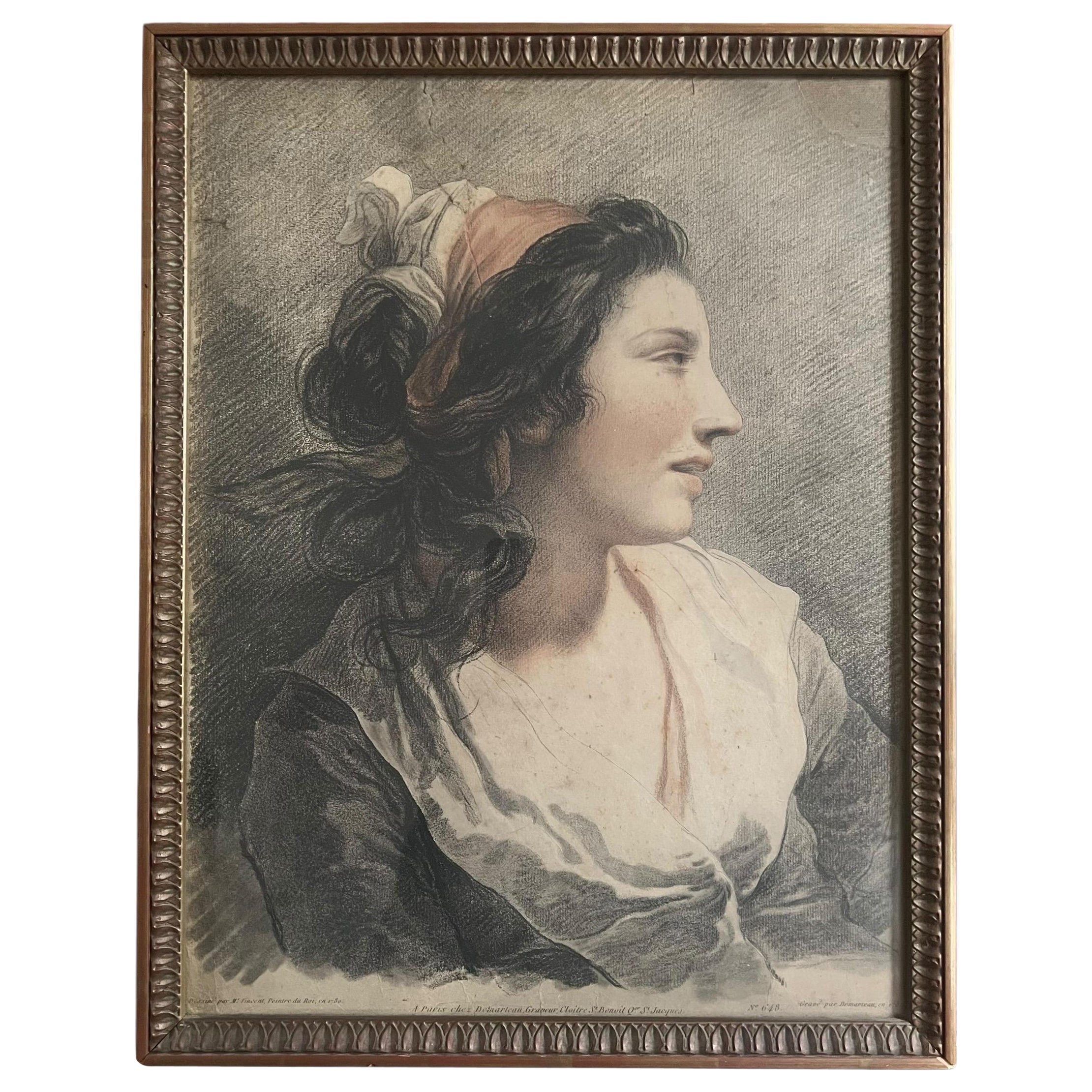 Demarteau nach François-André Vincent - Junge Frau mit rotem Halstuch - 18.