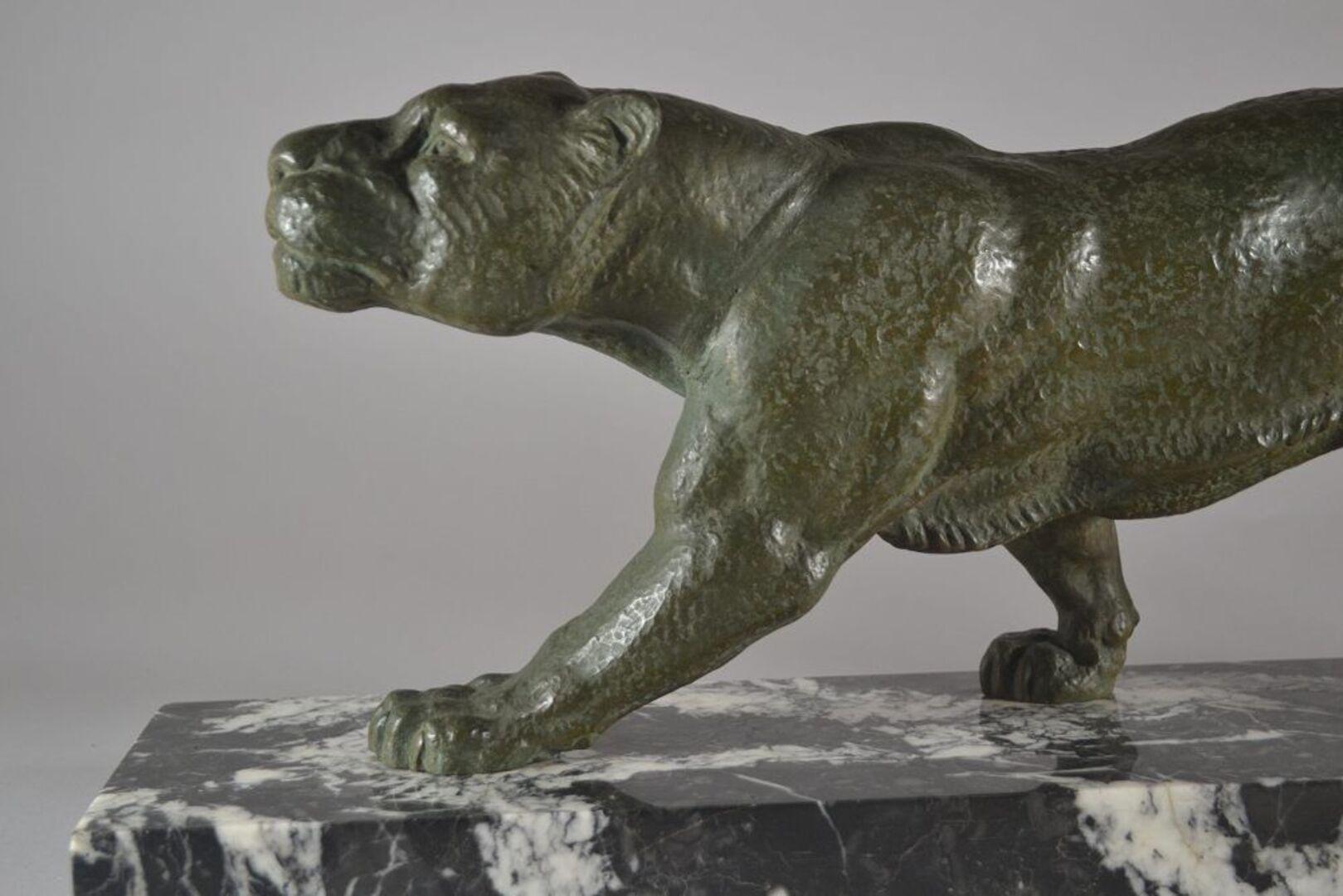 French Demeter Chiparus Large Art Deco Metal Panther