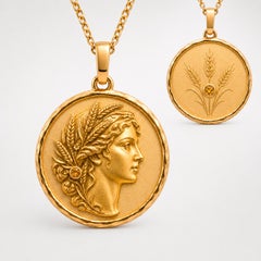 Colgante con moneda de doble cara de la diosa Deméter y citrino