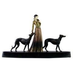 Demeter Haralamb Chiparus '1886-1947', "Woman and her Greyhounds", 1920s