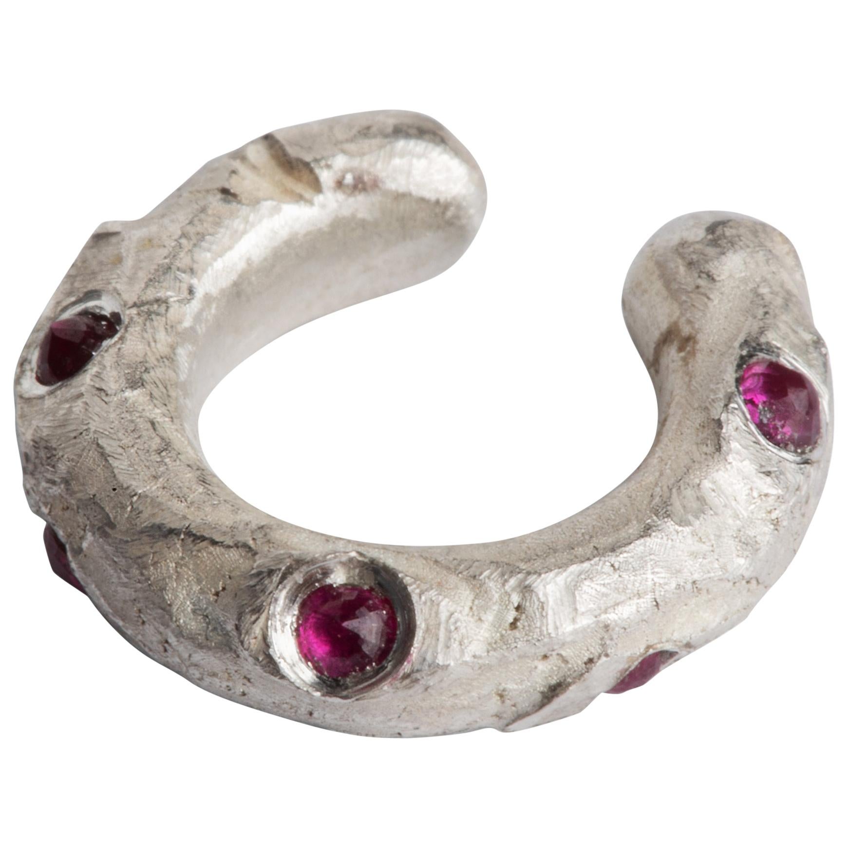 Embirikos Demeter's Cuff in Sterling Silver and Set with Rubies For Sale