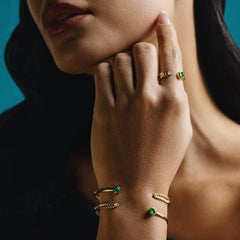 Demeter’s Ear of Wheat Bracelet, 18-carat yellow gold, emerald and diamond