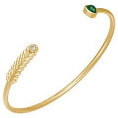 Demeter’s Ear of Wheat Bracelet, 18-carat yellow gold, emerald and diamond