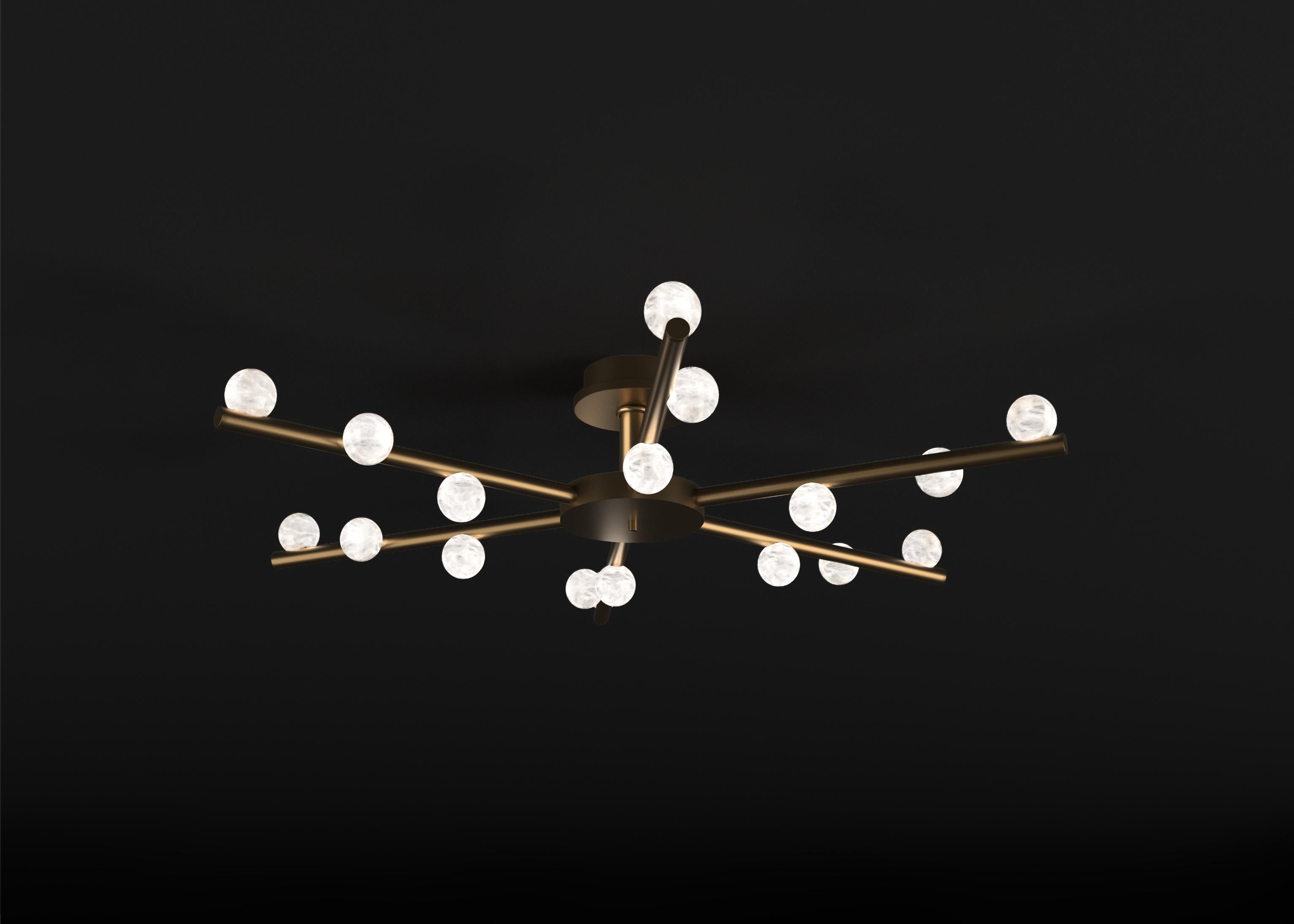 Demetra Bronze Ceiling Lamp by Alabastro Italiano
Dimensions: D 85 x W 97 x H 22 cm.
Materials: White alabaster and bronze.

Available in different finishes: Shiny Silver, Bronze, Brushed Brass, Ruggine of Florence, Brushed Burnished, Shiny Gold,