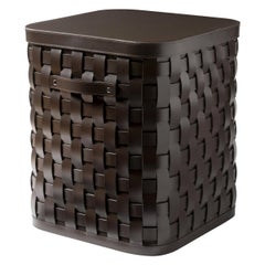 Cestino alto quadrato Demetra Brown con coperchio