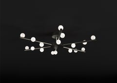 Lampada da soffitto Demetra in metallo nero spazzolato di Alabastro Italiano