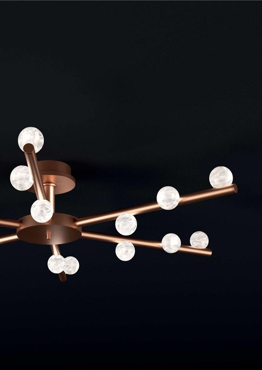Moderno Lampada da soffitto Demetra in metallo nero spazzolato di Alabastro Italiano in vendita