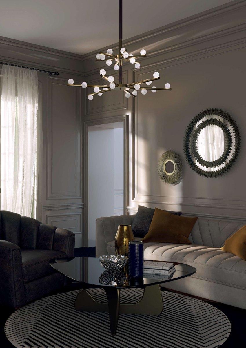 Contemporary Demetra Brushed Black Metal Double Chandelier by Alabastro Italiano For Sale