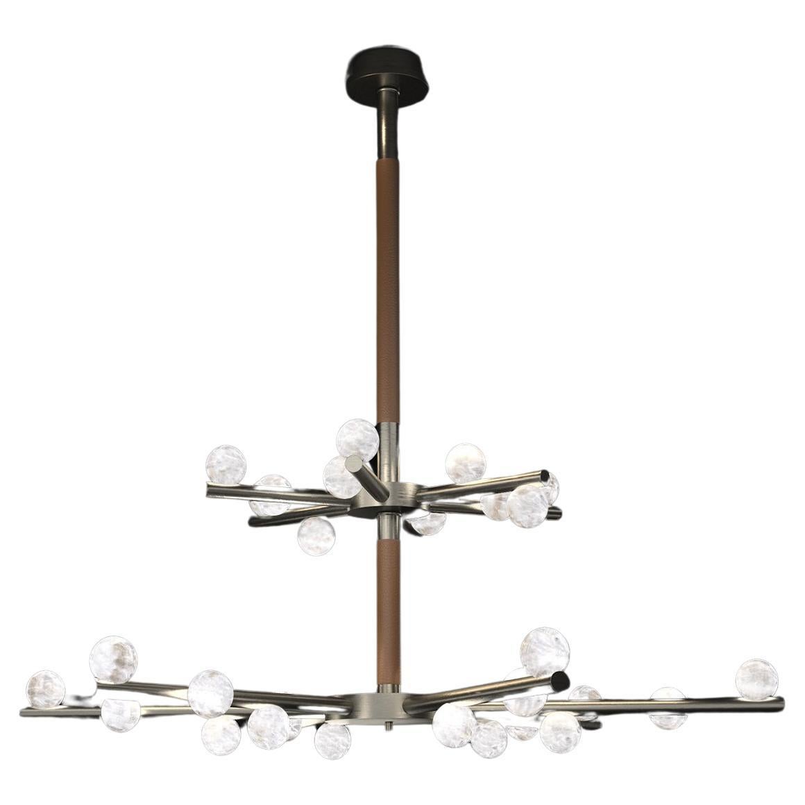 Demetra Brushed Black Metal Double Chandelier by Alabastro Italiano For Sale
