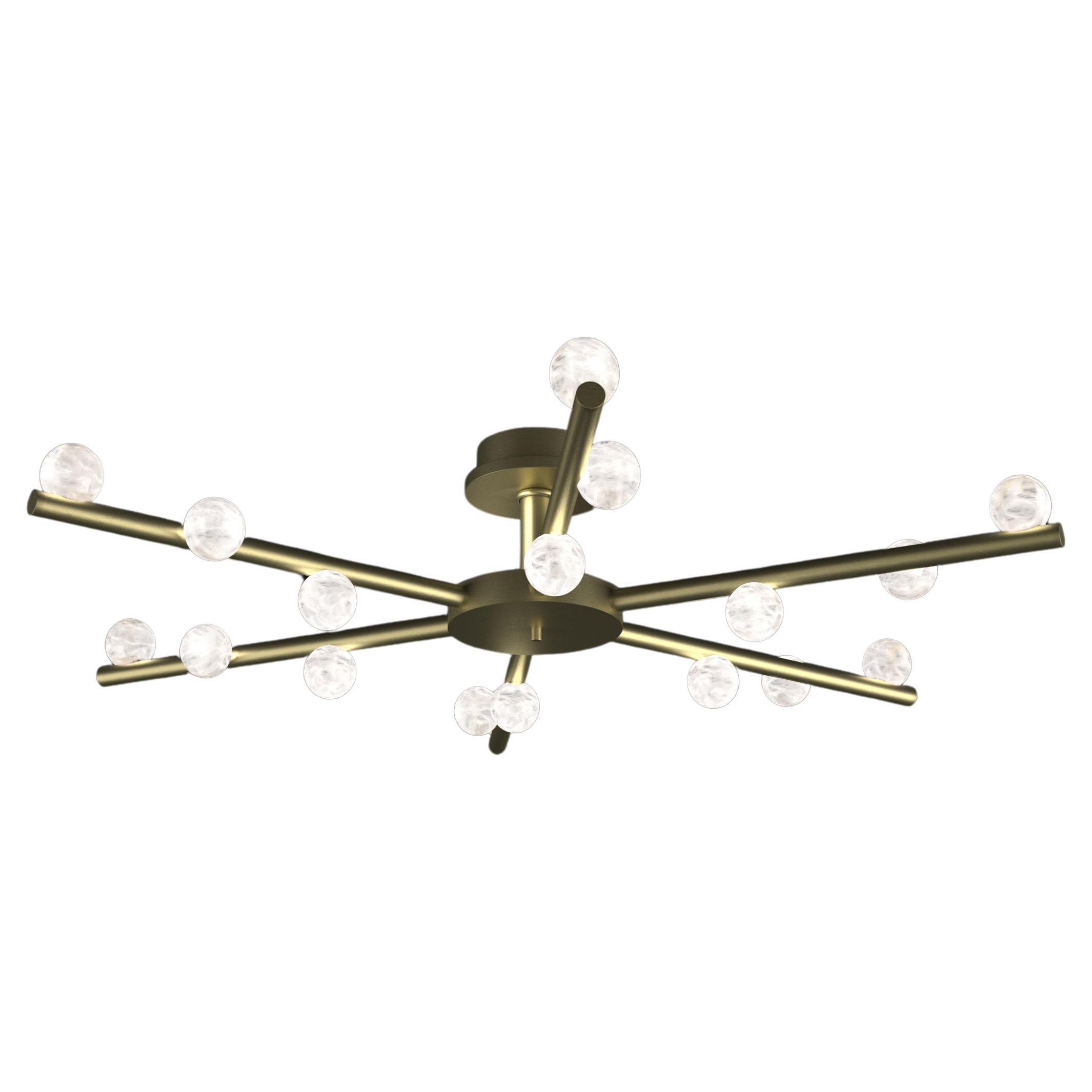 Demetra Brushed Brass Ceiling Lamp by Alabastro Italiano For Sale