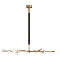 Lampadario Demetra in ottone spazzolato di Alabastro Italiano