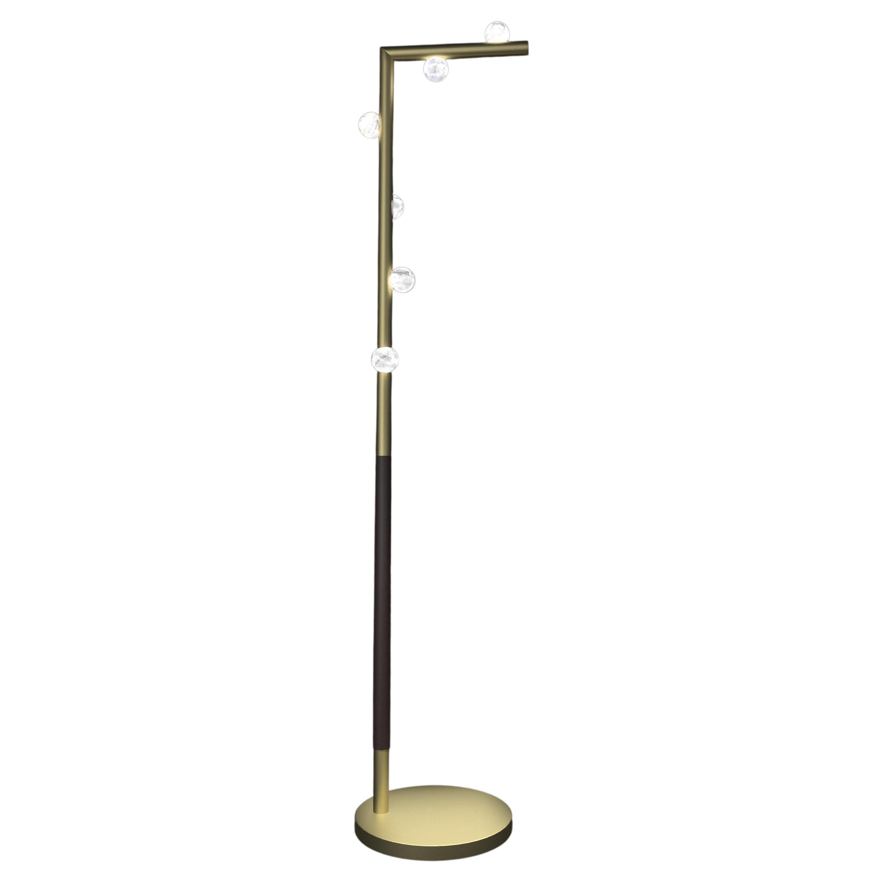 Demetra Brushed Brass Floor Lamp by Alabastro Italiano For Sale