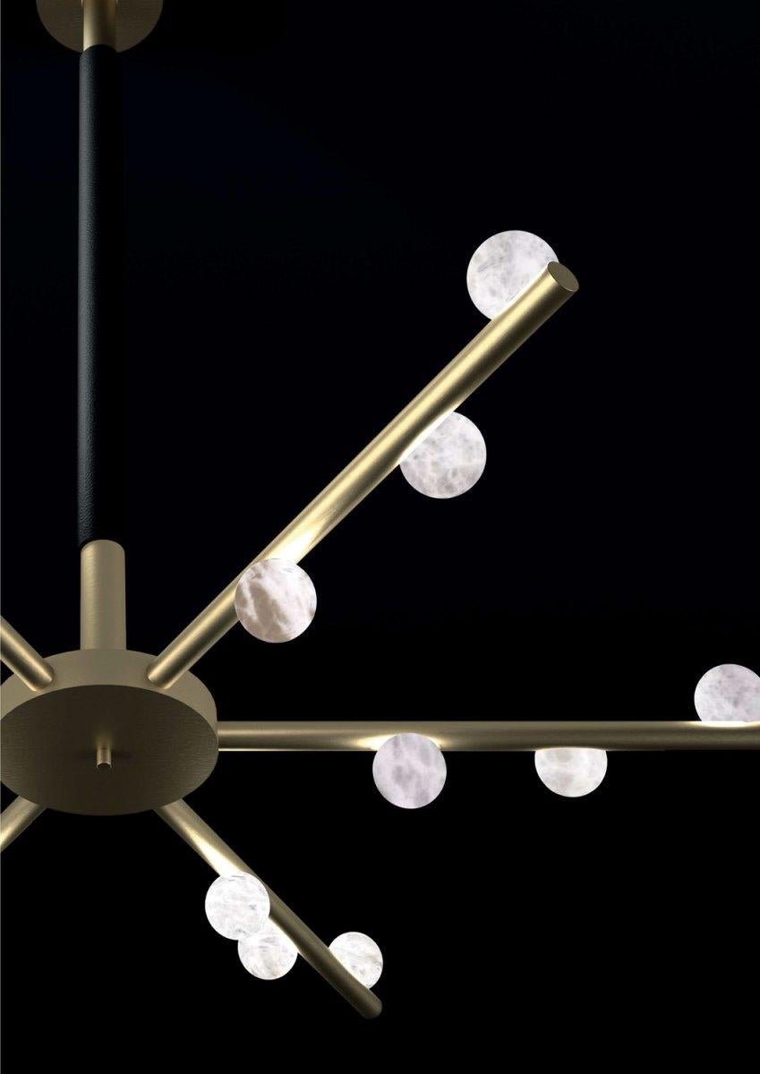 Contemporary Demetra Brushed Burnished Metal Chandelier by Alabastro Italiano For Sale