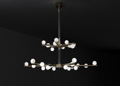Lustre double Demetra en métal bruni brossé d'Alabastro Italiano