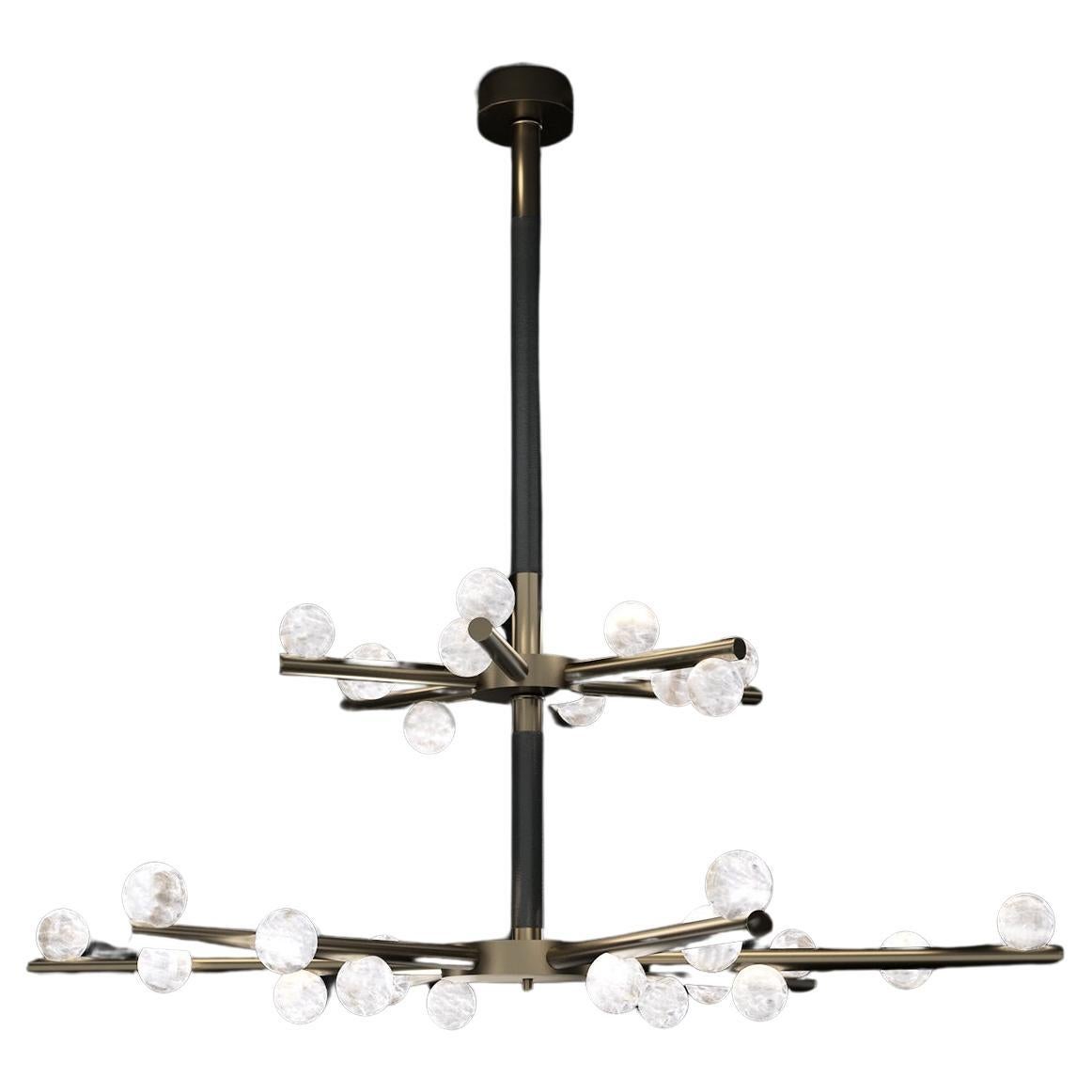 Demetra Brushed Burnished Metal Double Chandelier by Alabastro Italiano