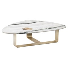 Tavolino Demetra in Marmo Dalmata Satinato, Horn e Metallo Satinato di Arcahorn