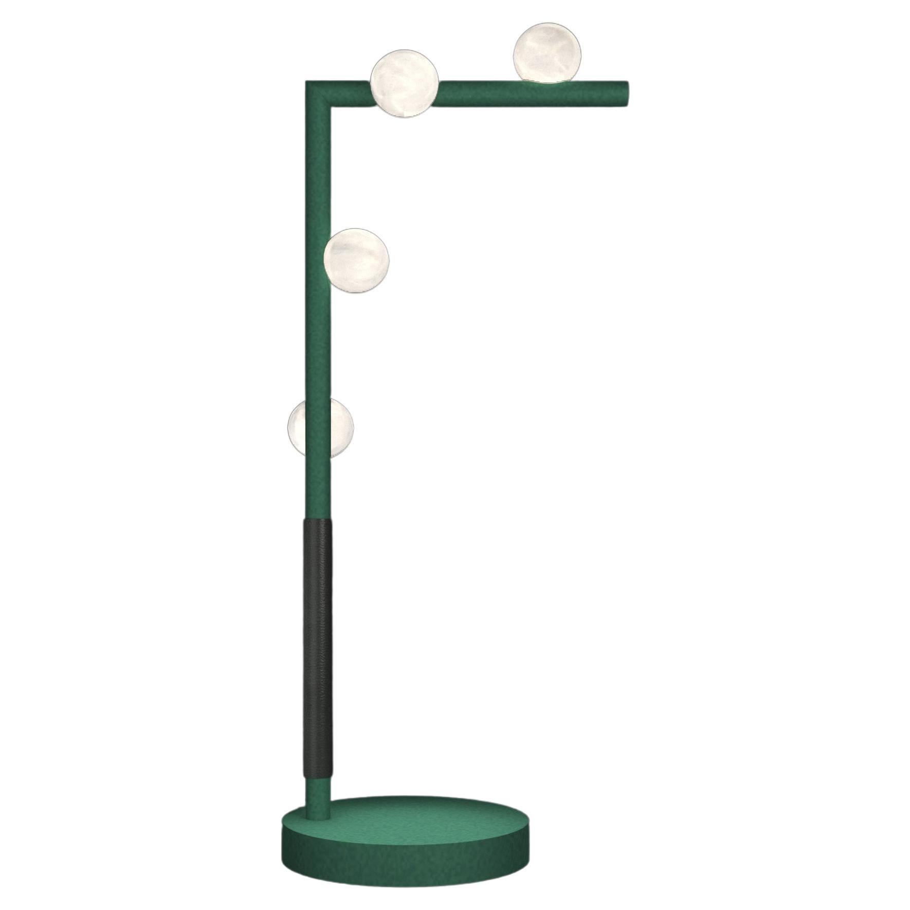 Demetra Freedom Green Metal Table Lampe d'Alabastro Italiano