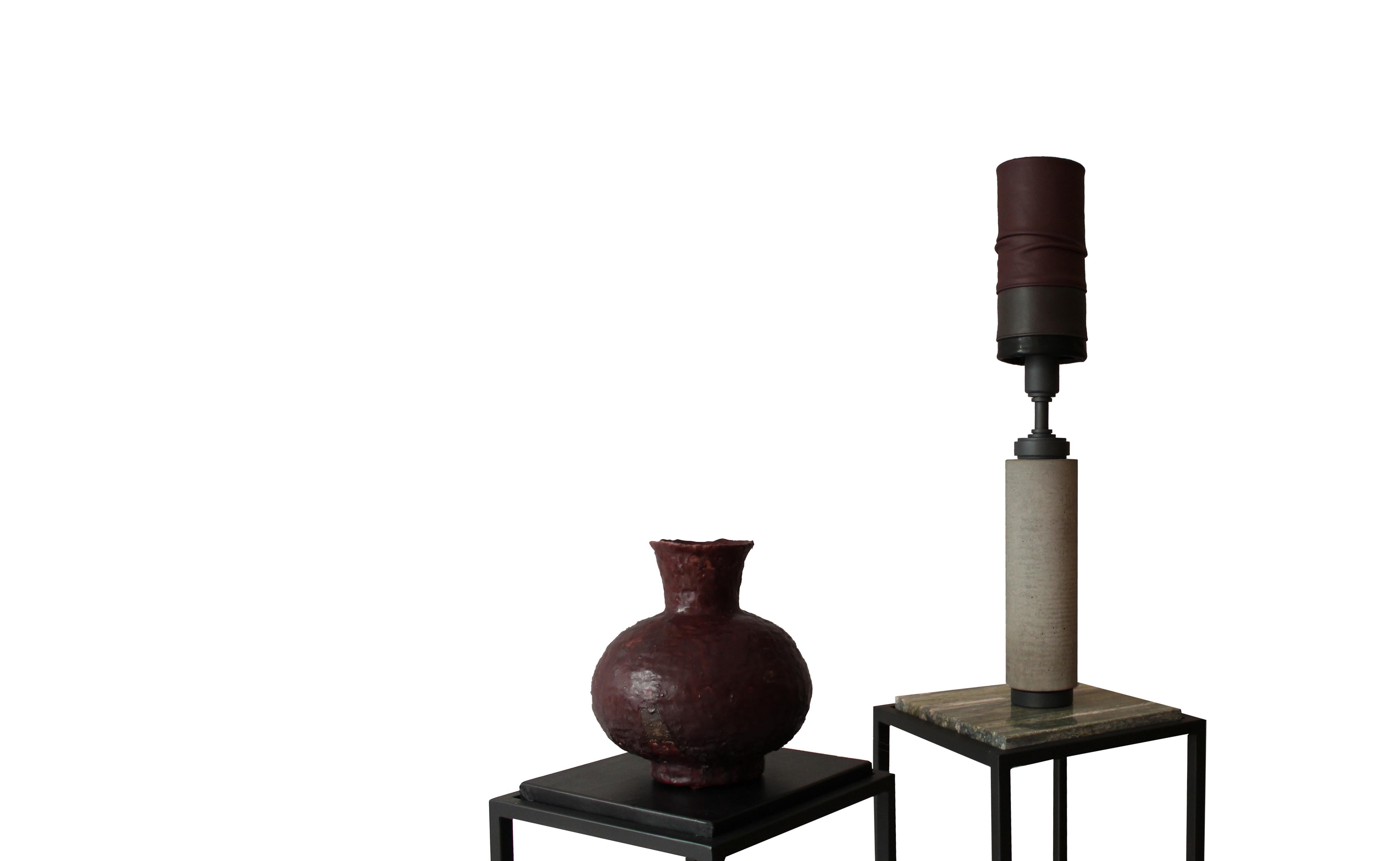 Italian Demetra Grey Concrete Table Lamp by Acanthus Studio Roma For Sale