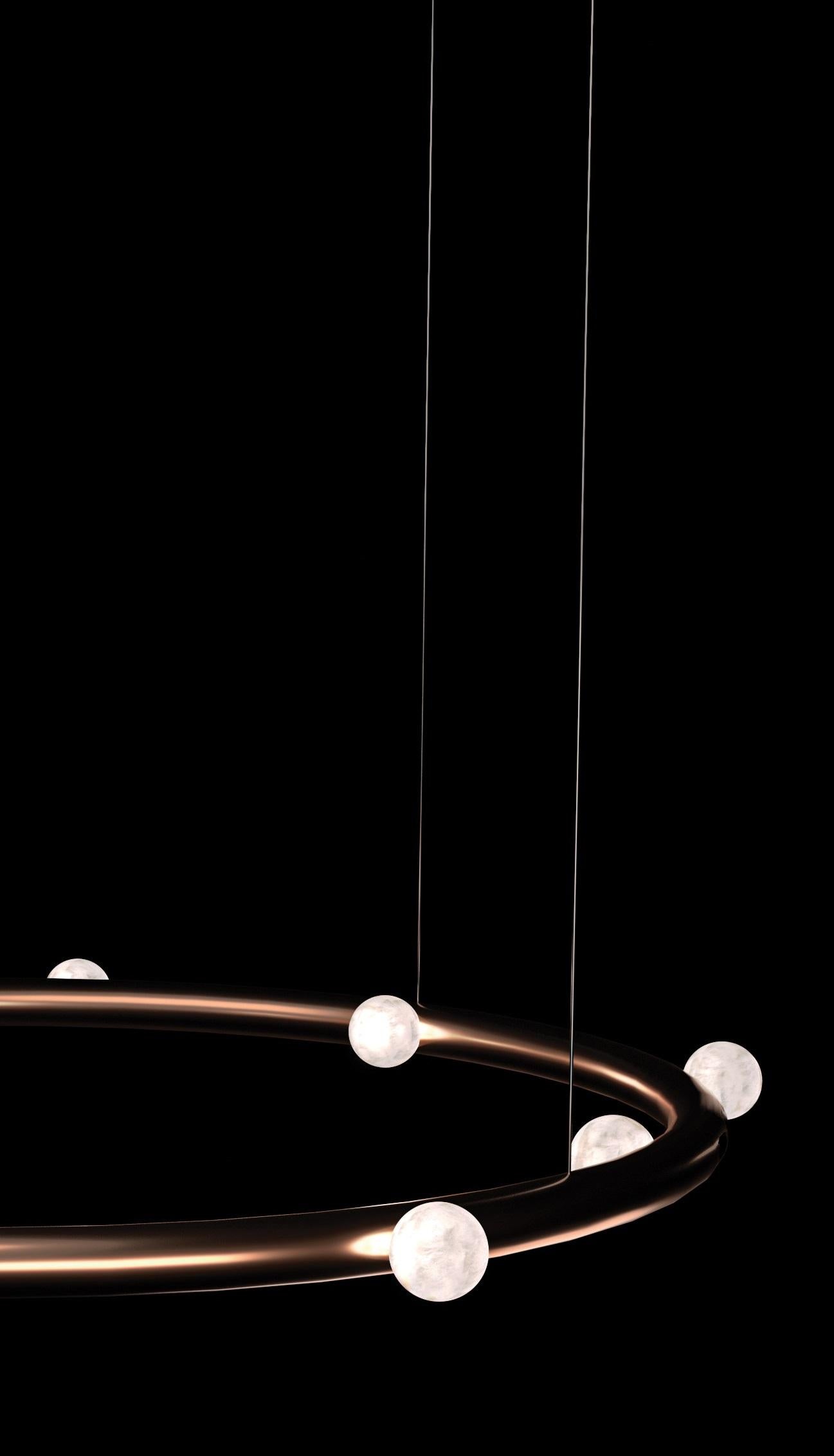 Modern Demetra Round 90 Copper Pendant Lamp by Alabastro Italiano For Sale