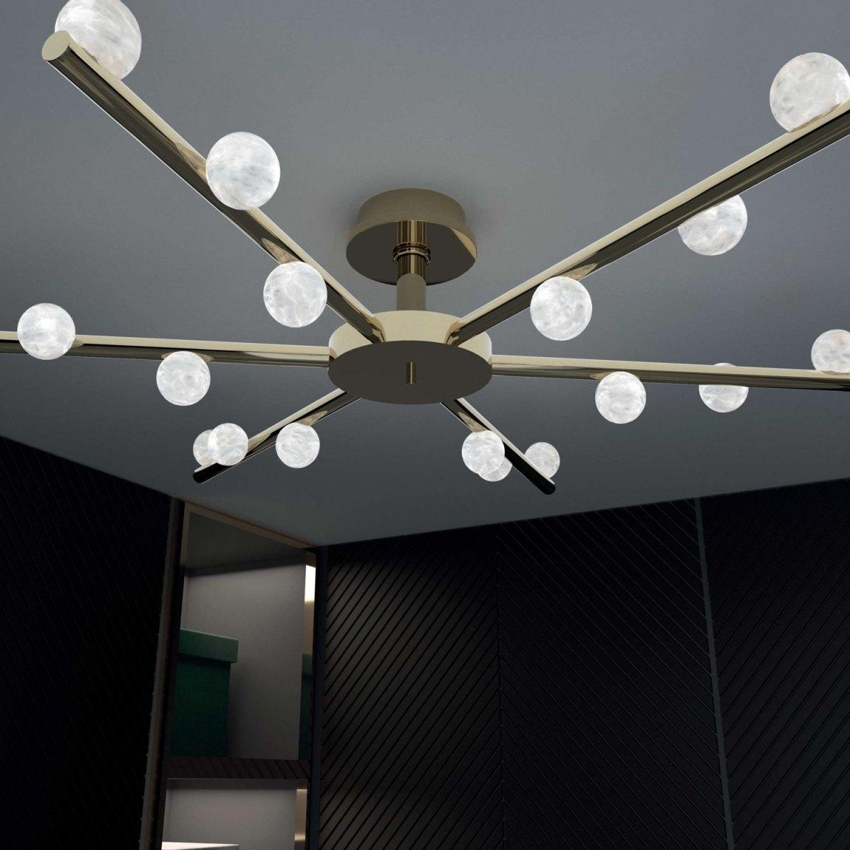 Altro Lampada da soffitto Demetra in metallo argentato lucido di Alabastro Italiano in vendita