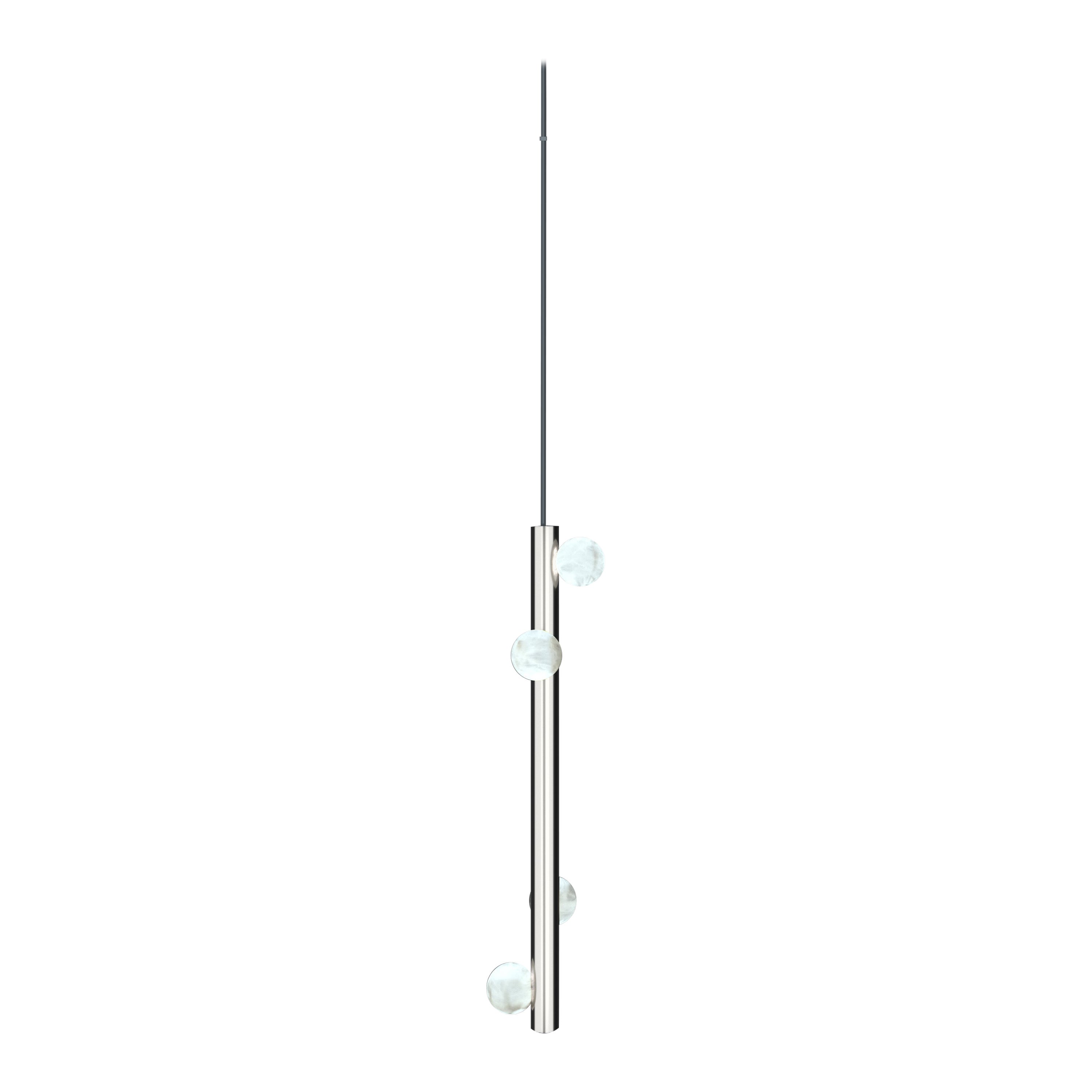 Lampe pendante en métal argenté brillant Demetra 2 by Alabastro Italiano