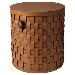 Demetra Tan Round Small Basket with Lid