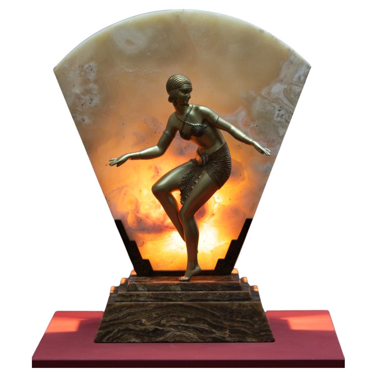 Demétre Chiparus, an Art Deco Bronze Sculpture Lamp, France, "Delhi Dancer"