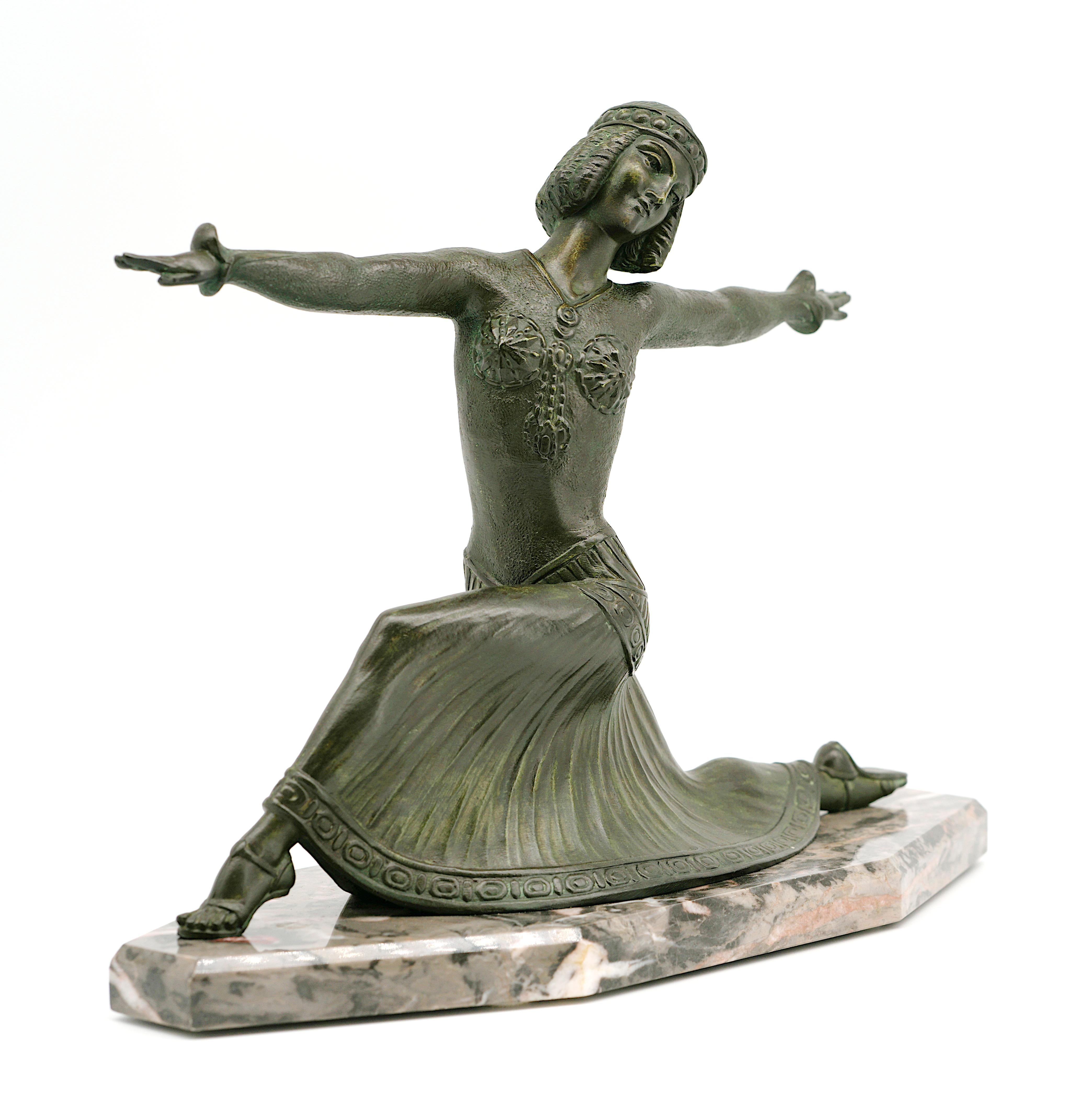 French Demetre Chiparus Art Deco Dancer Sculpture, 1920s For Sale