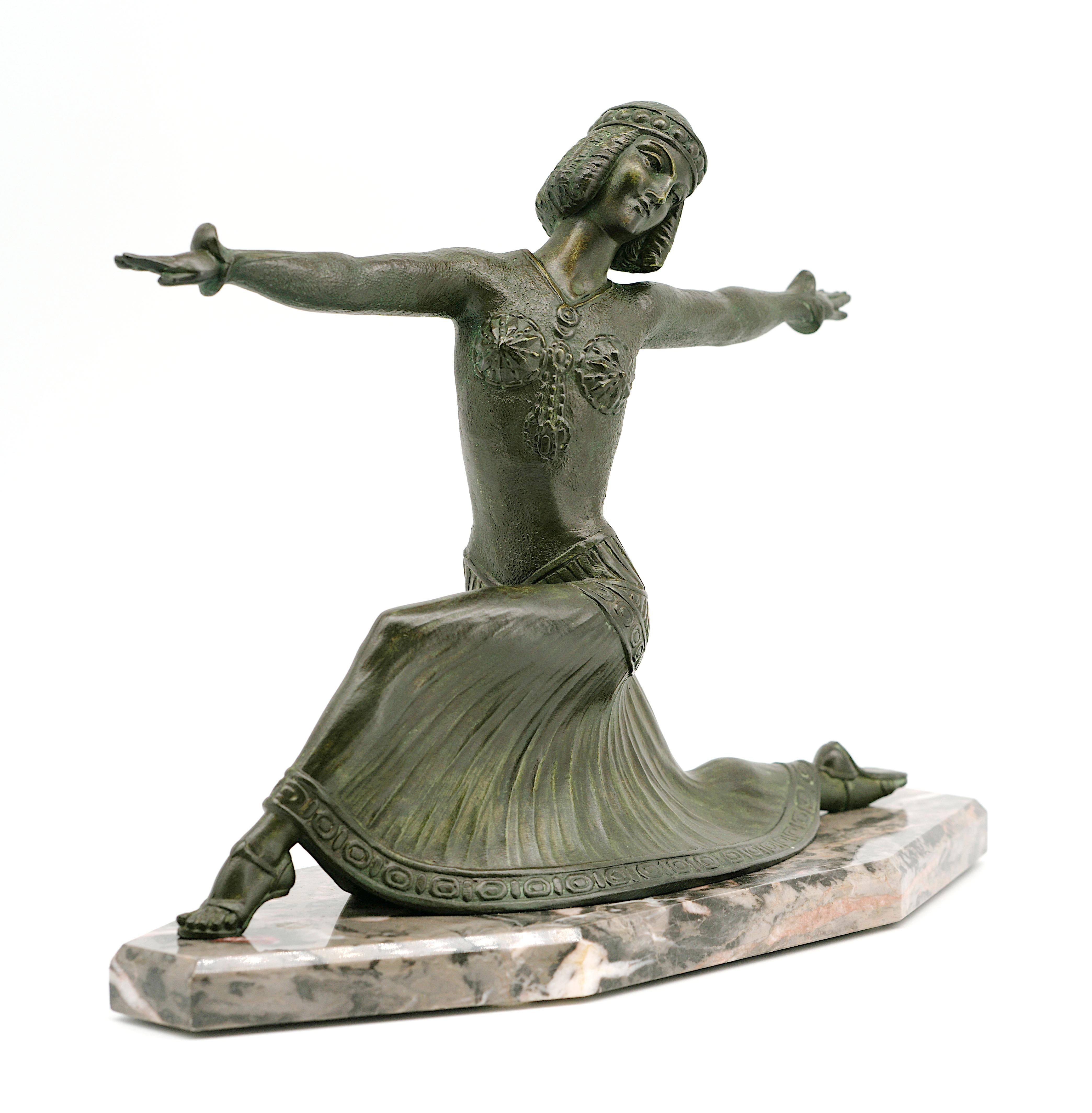 French Demetre Chiparus Art Deco Dancer Sculpture, 1920 For Sale