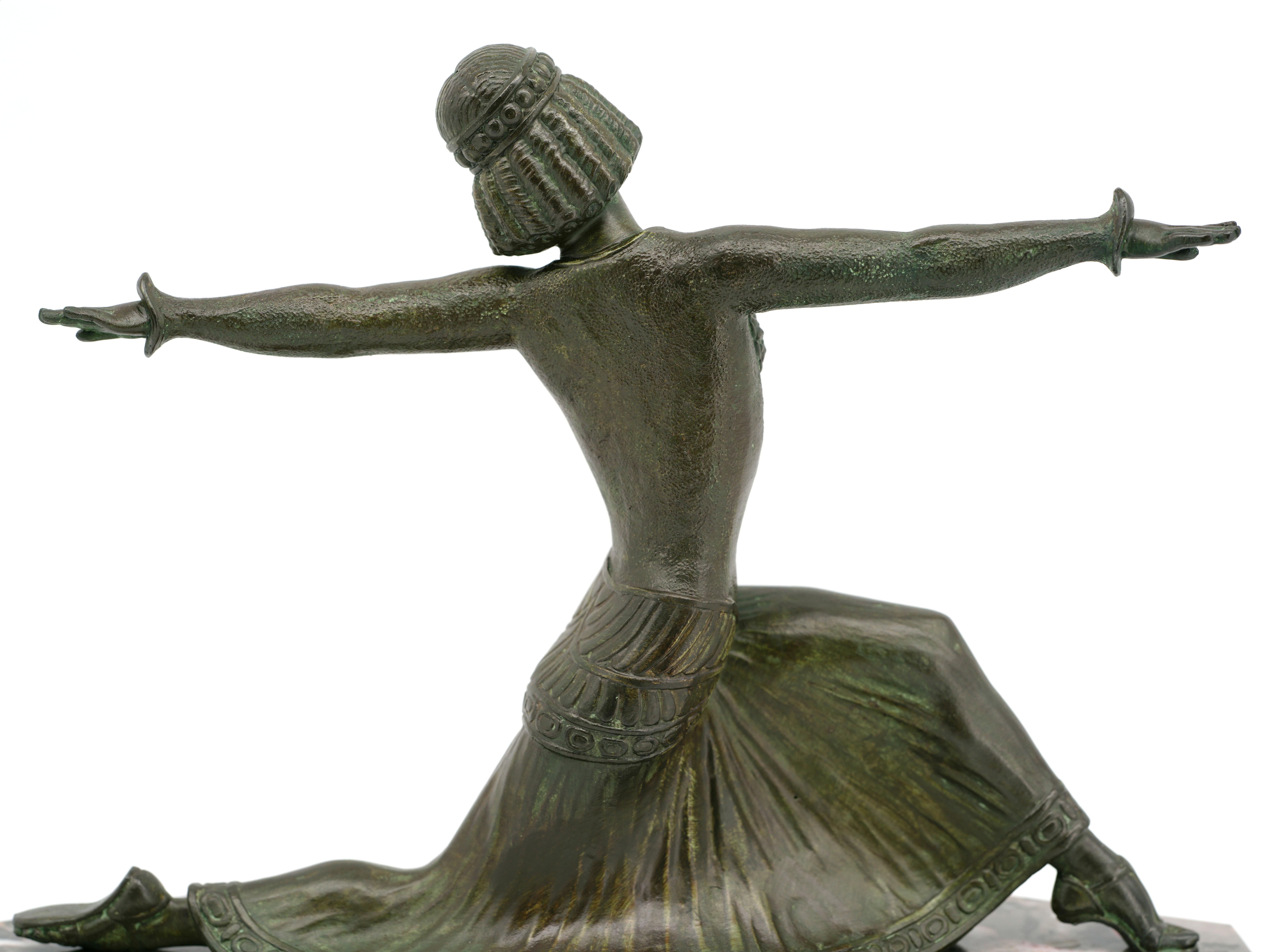 Spelter Demetre Chiparus Art Deco Dancer Sculpture, 1920 For Sale