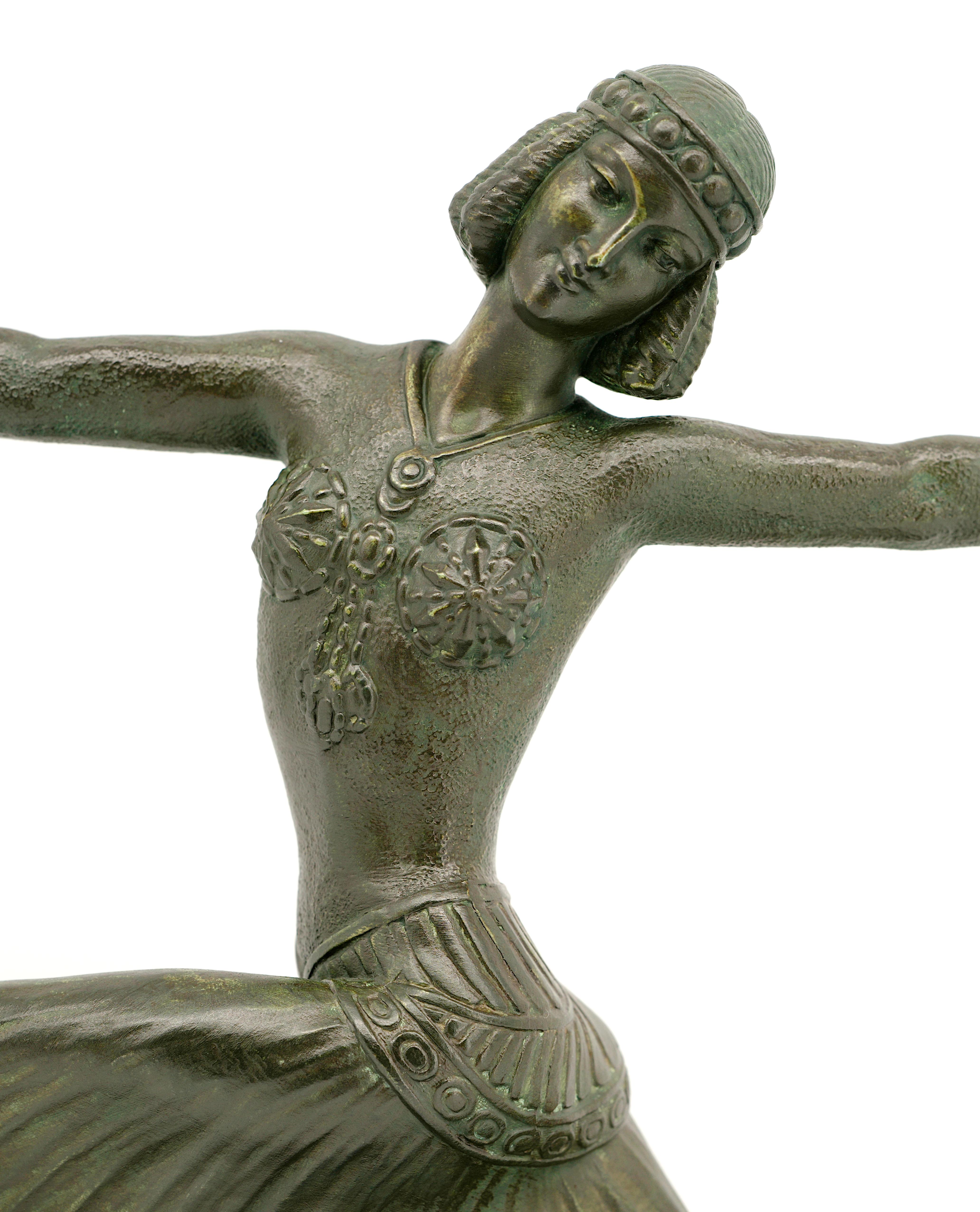 Demetre Chiparus Art Deco Dancer Sculpture, 1920s For Sale 2