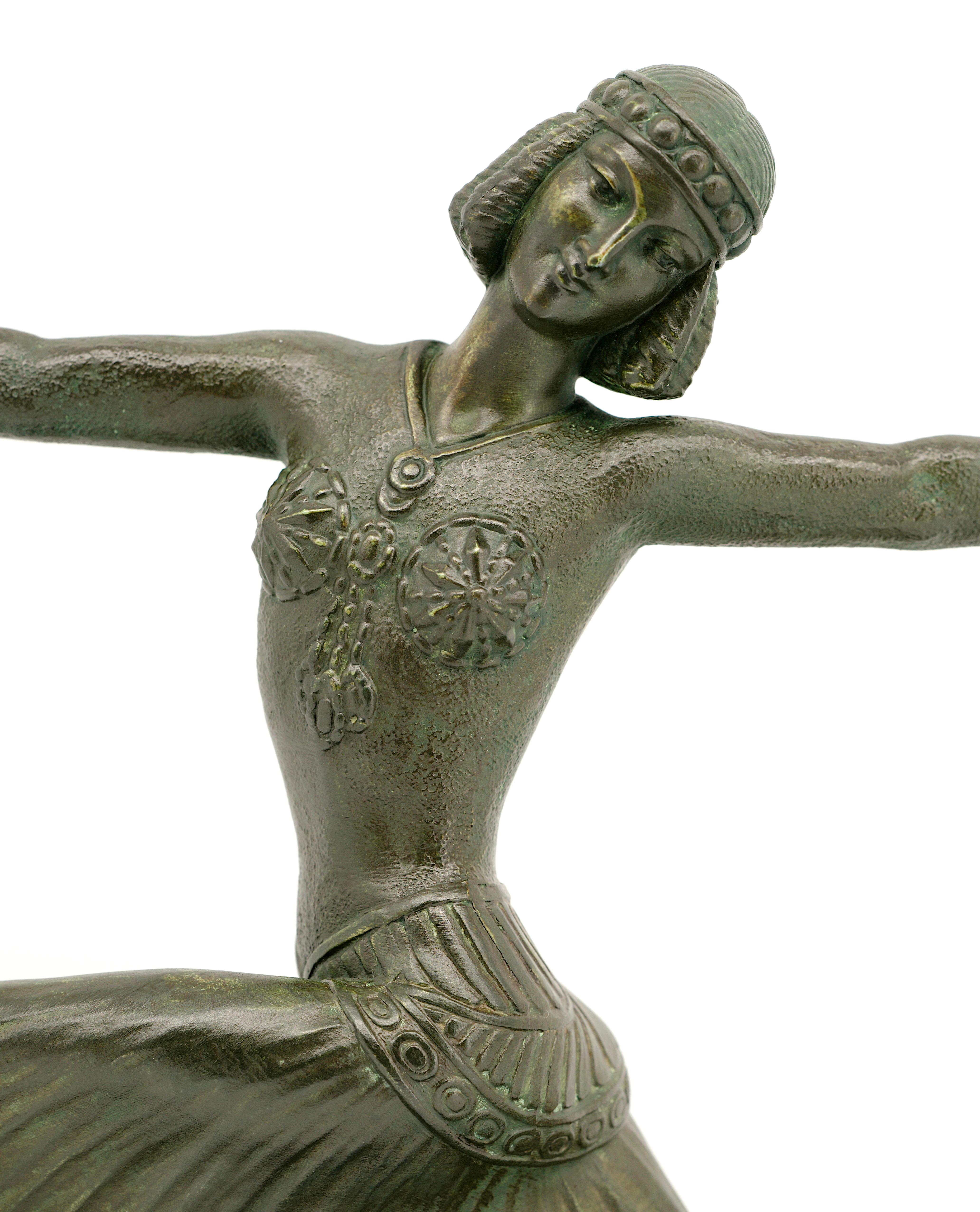 Demetre Chiparus Art Deco Dancer Sculpture, 1920 For Sale 2