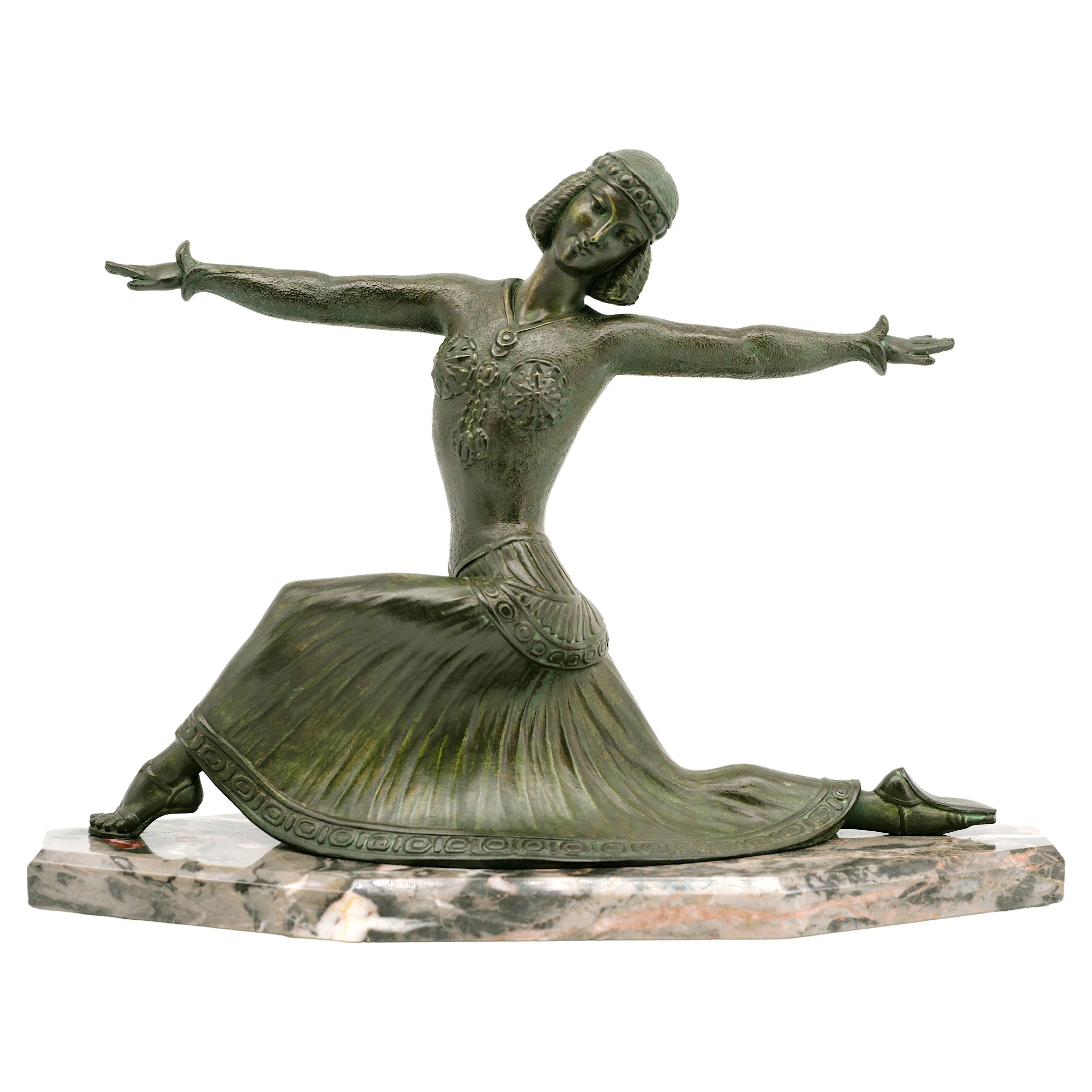 Demetre Chiparus Art Deco Dancer Sculpture, 1920s For Sale