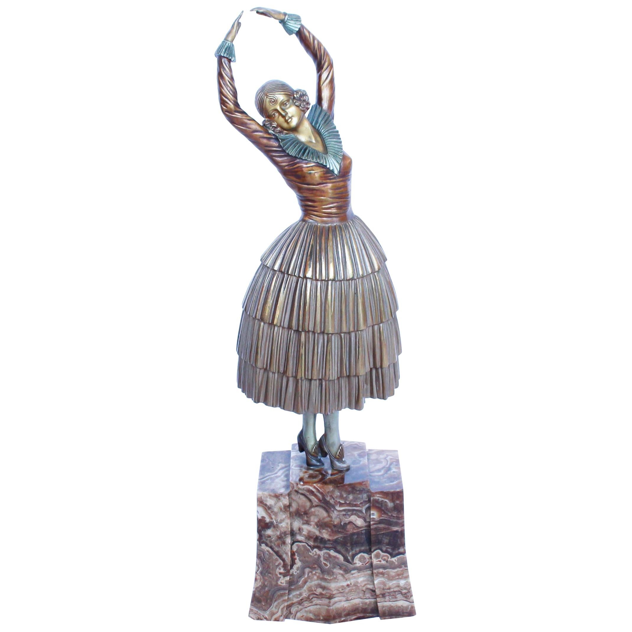 Demétre Chiparus "Cleo" Cold Painted Bronze Sculpture Signed Chiparus to Bronze