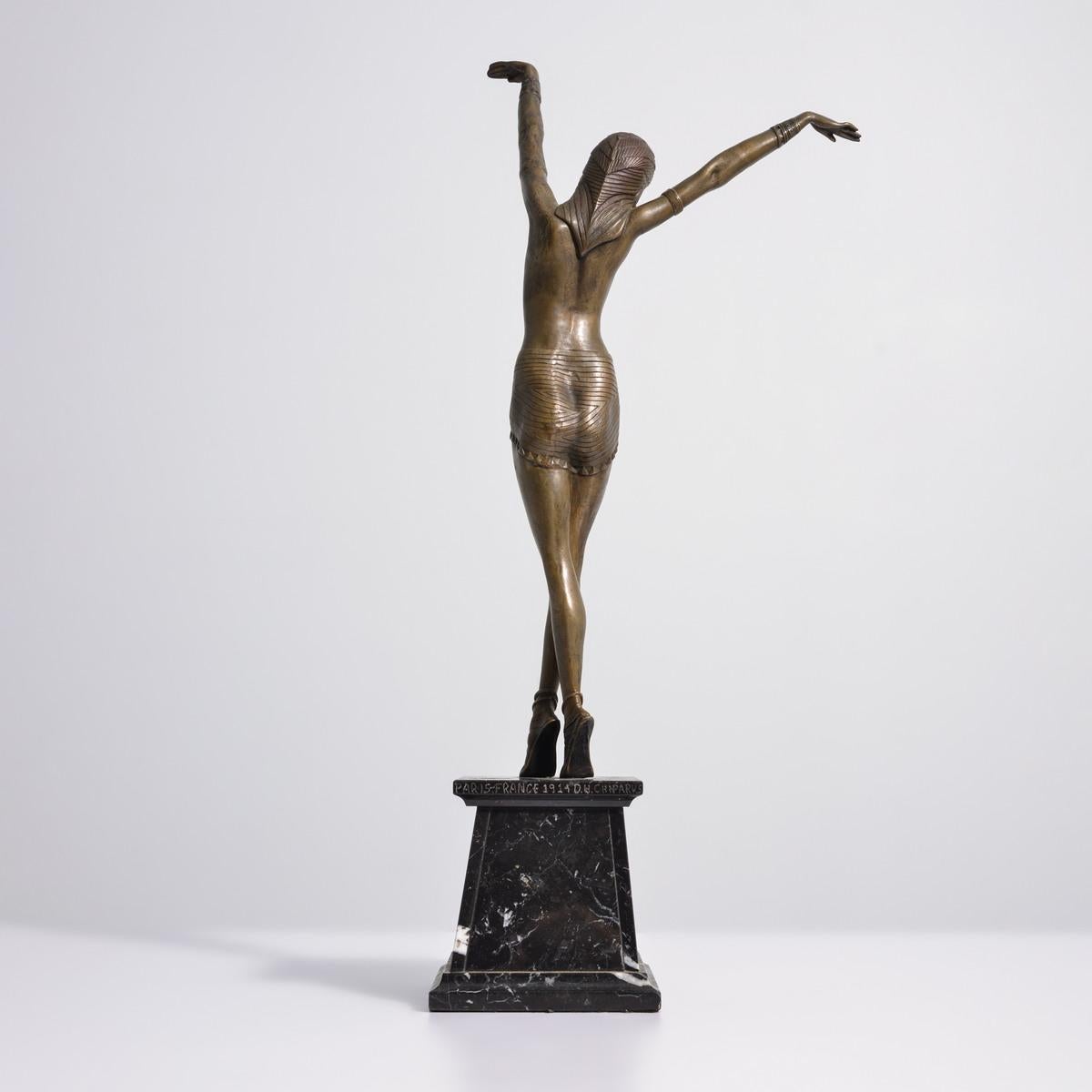 Demetre Chiparus Bronzeskulptur, weiblicher Akt, Demetre im Angebot 3